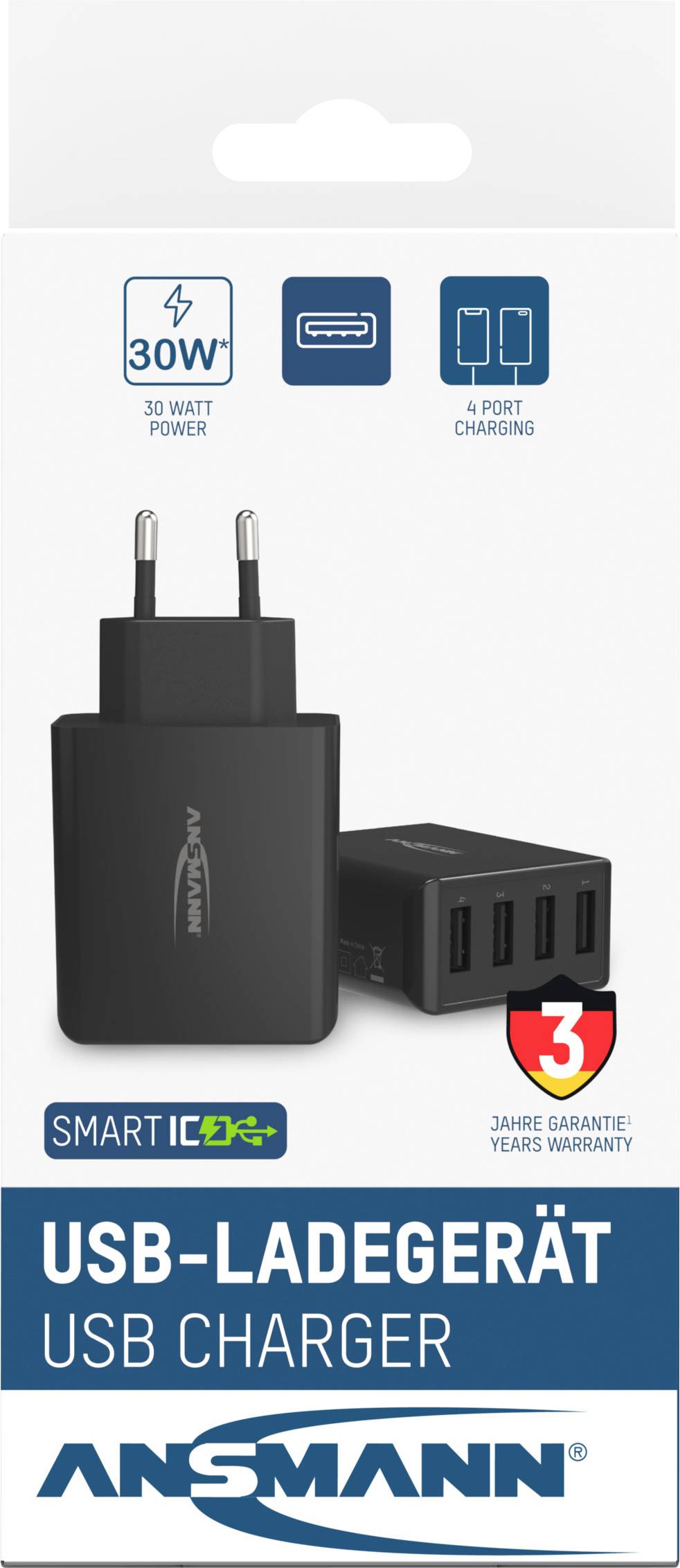 Ansmann HomeCharger HC430 USB-Ladegerät 30 W Steckdose Ausgangsstrom (max.) 6000 mA USB 2.0 Buchse A Anzahl Ausgänge: 4 x