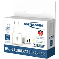 Ansmann HomeCharger HC218PD USB Ladegerät 18 W 1x USB-A, 1x USB-C® USB PD Weiß Innenbereich Ansmann HomeCharger HC218PD USB Ladegerät 18 W 1x USB-A, 1x USB-C® USB PD Weiß Innenbereich