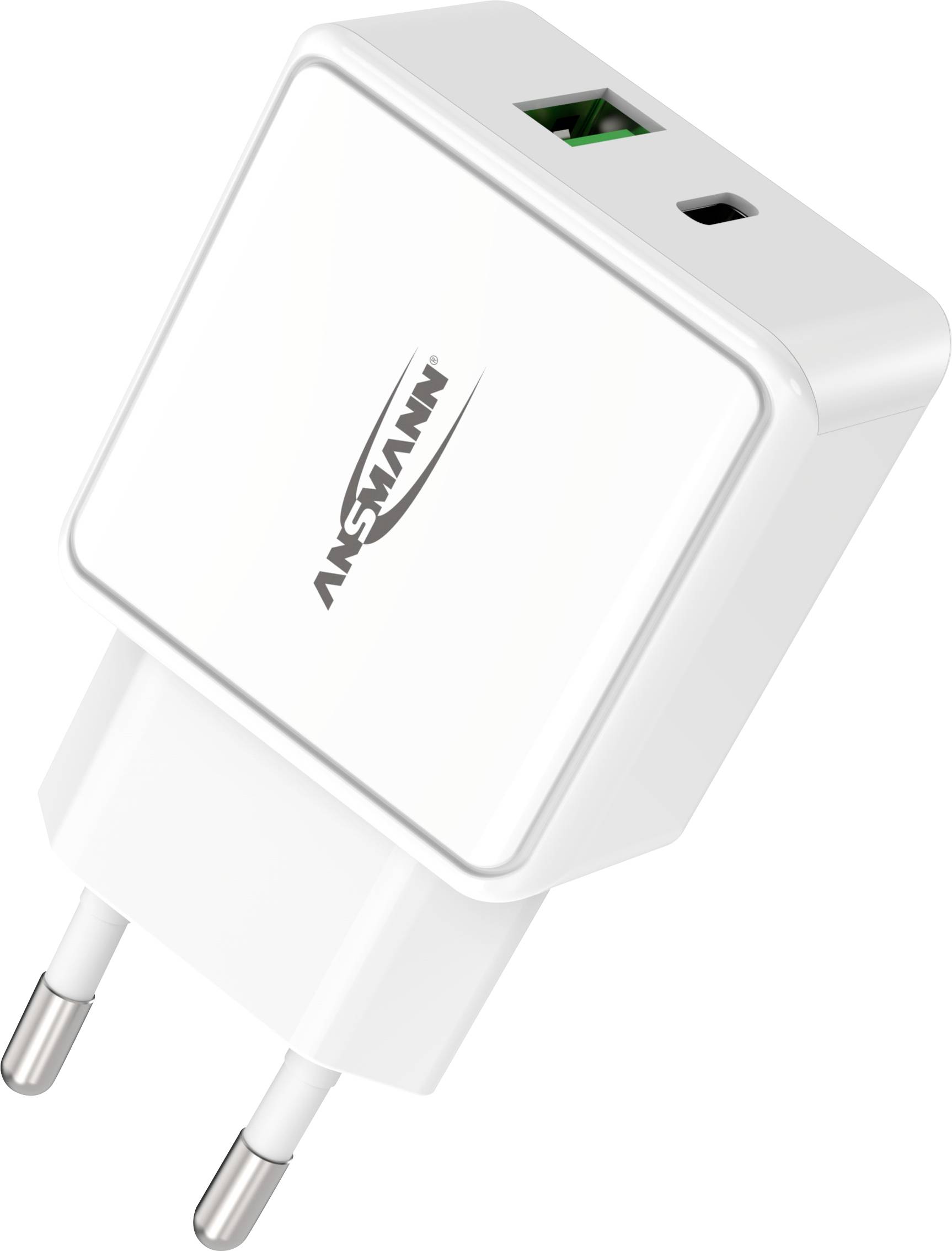 Ansmann HomeCharger HC218PD USB Ladegerät 18 W 1x USB-A, 1x USB-C® USB PD Weiß Innenbereich