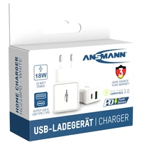 Ansmann HomeCharger HC218PD USB Ladegerät 18 W 1x USB-A, 1x USB-C® USB PD Weiß Innenbereich Ansmann HomeCharger HC218PD USB Ladegerät 18 W 1x USB-A, 1x USB-C® USB PD Weiß Innenbereich
