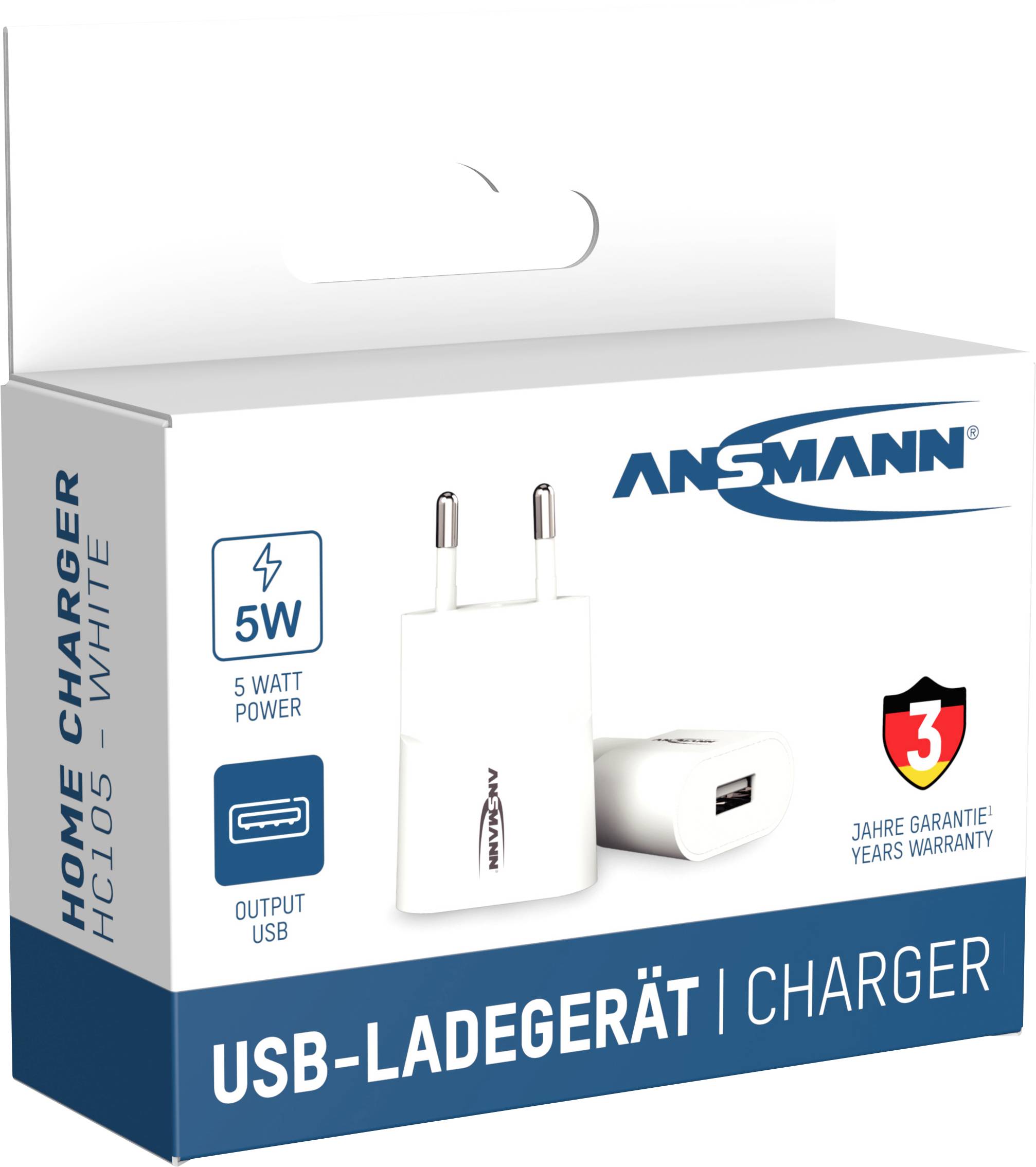 Ansmann HomeCharger HC105 USB Ladegerät 5 W 1x USB-A Weiß Innenbereich