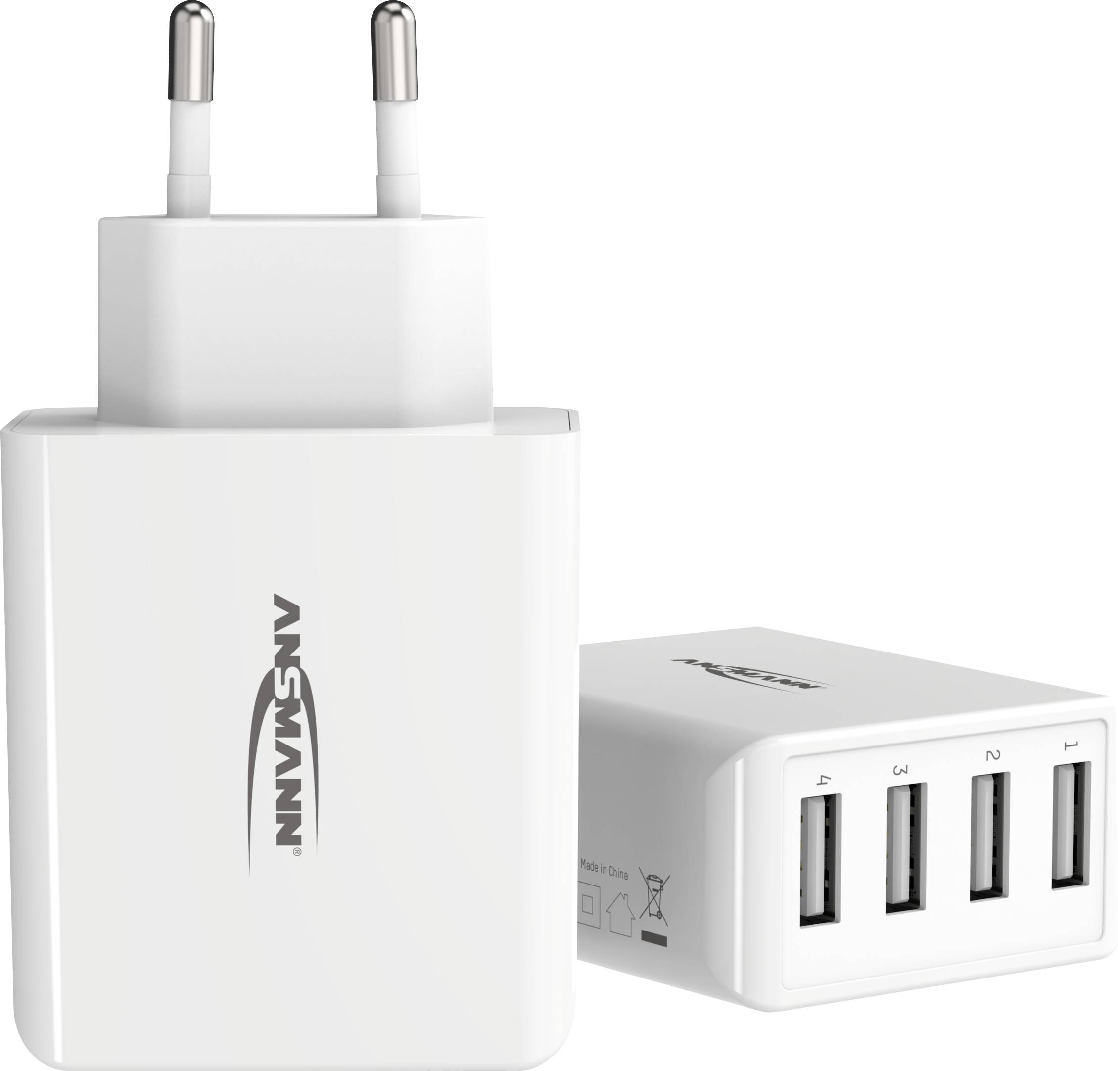Ansmann HomeCharger HC430 USB Ladegerät 30W 4x USB-A Weiß Innenbereich