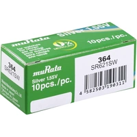 Murata SR621SW-PBWW Knopfzelle 364 Silberoxid 18 mAh 1.55 V 10 St. Murata SR621SW-PBWW Knopfzelle 364 Silberoxid 18 mAh 1.55 V 10 St.