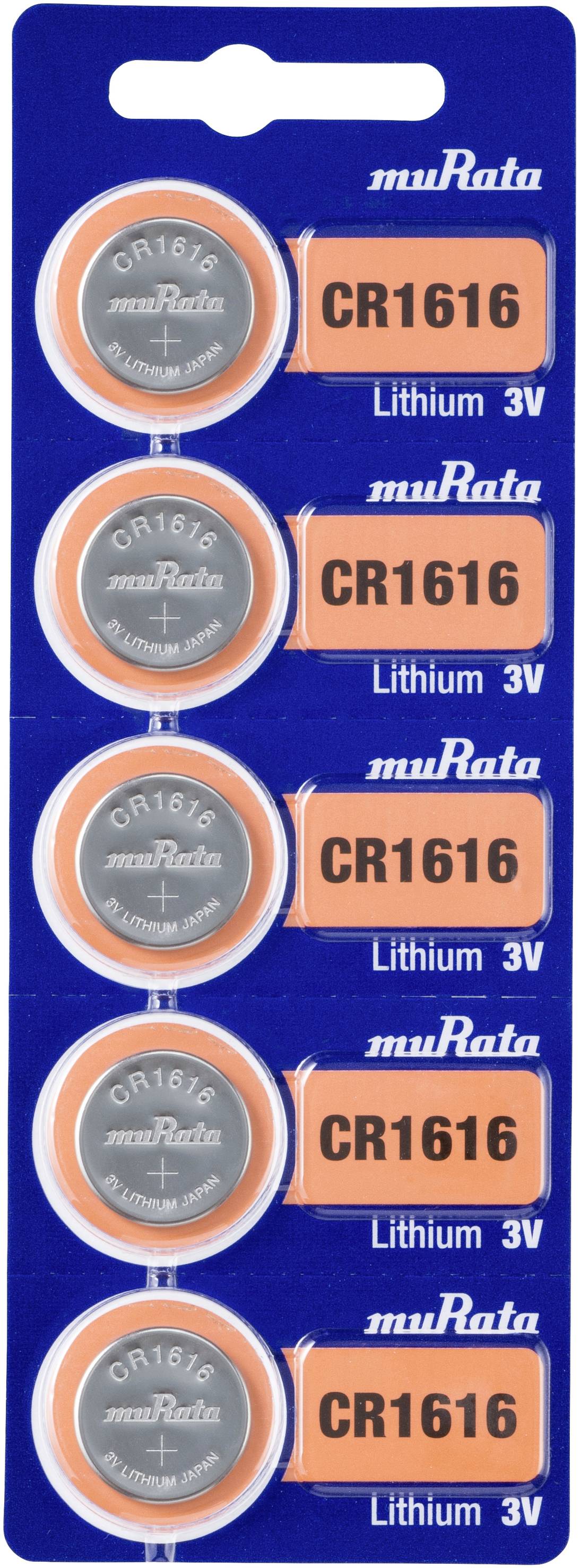 Murata Knopfzelle CR 1616 3 V 5 St. 60 mAh Lithium CR1616-BEABAE