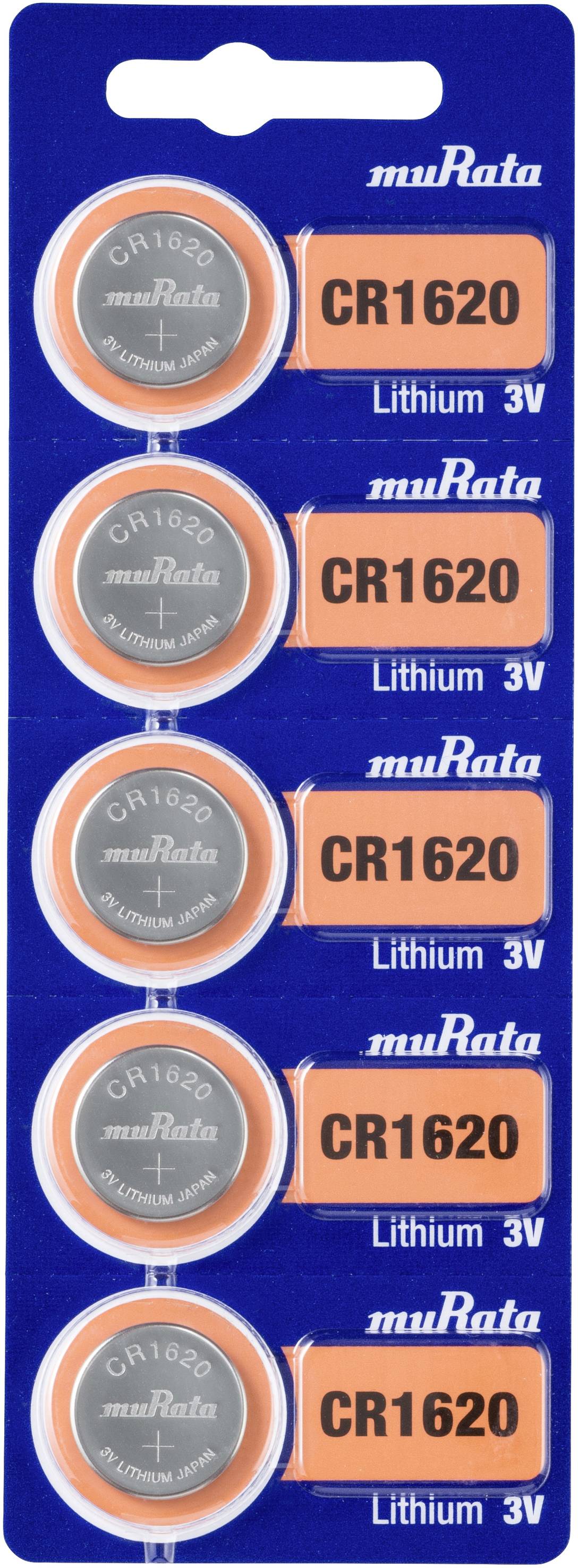Murata Knopfzelle CR 1620 3 V 5 St. 80 mAh Lithium CR1620-BEABAE