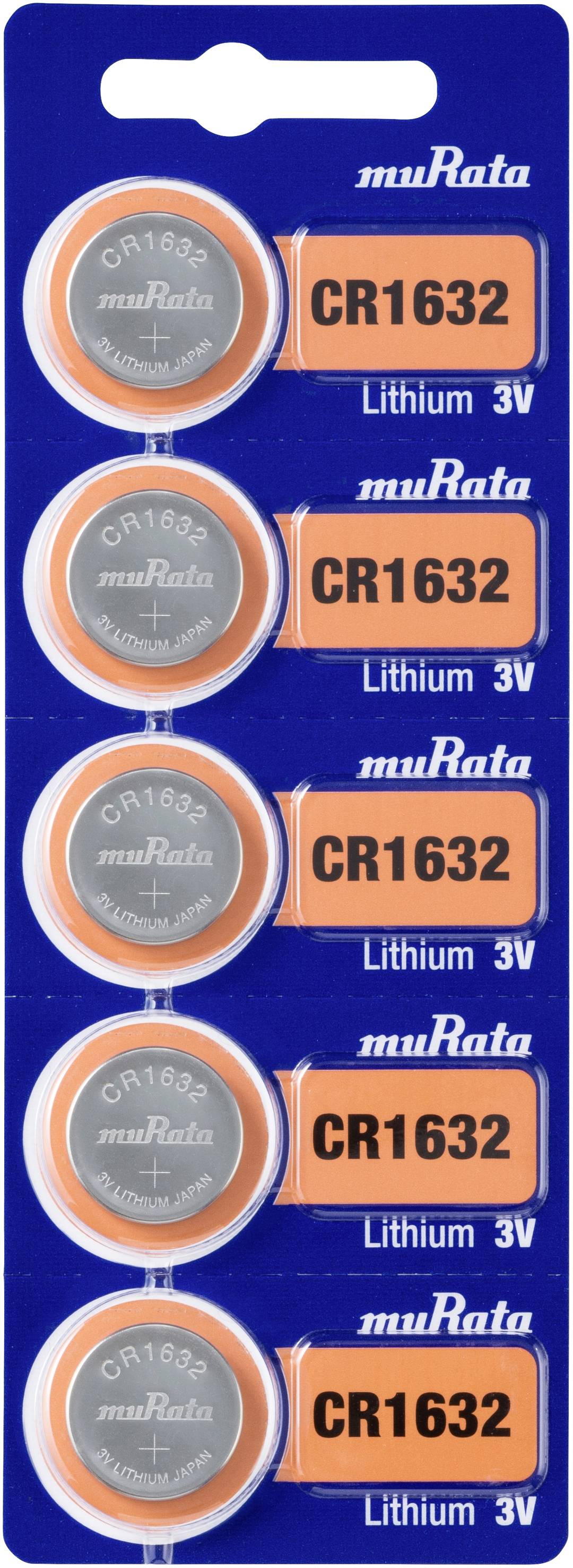 Murata Knopfzelle CR 1632 3 V 5 St. 140 mAh Lithium CR1632-BEABAE
