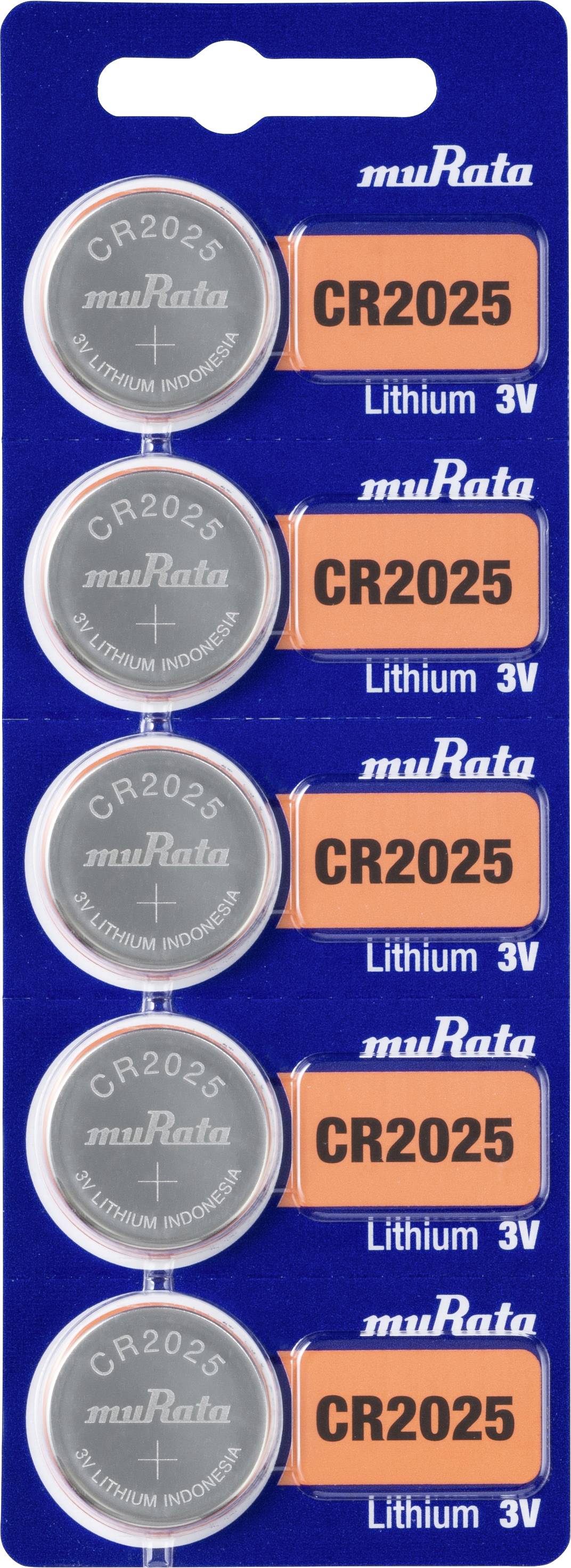 Murata Knopfzelle CR 2025 3 V 5 St. 160 mAh Lithium CR2025-BEABAE