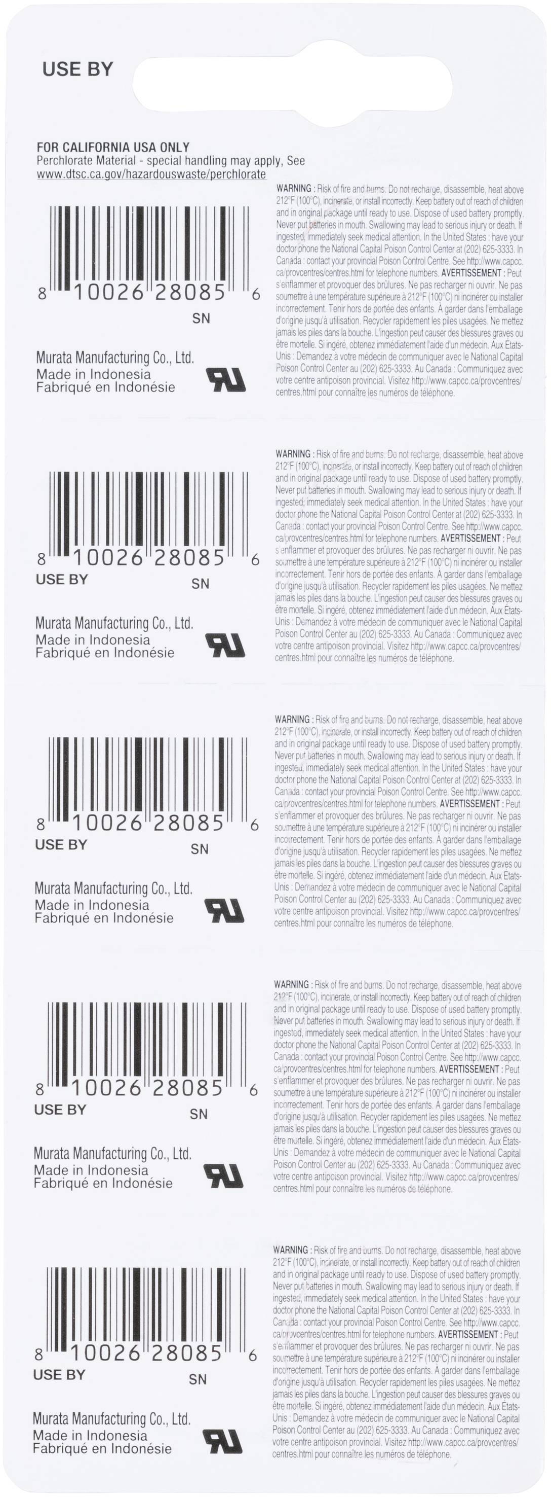 Murata Knopfzelle CR 2032 3 V 5 St. Lithium CR2032-BEABAE