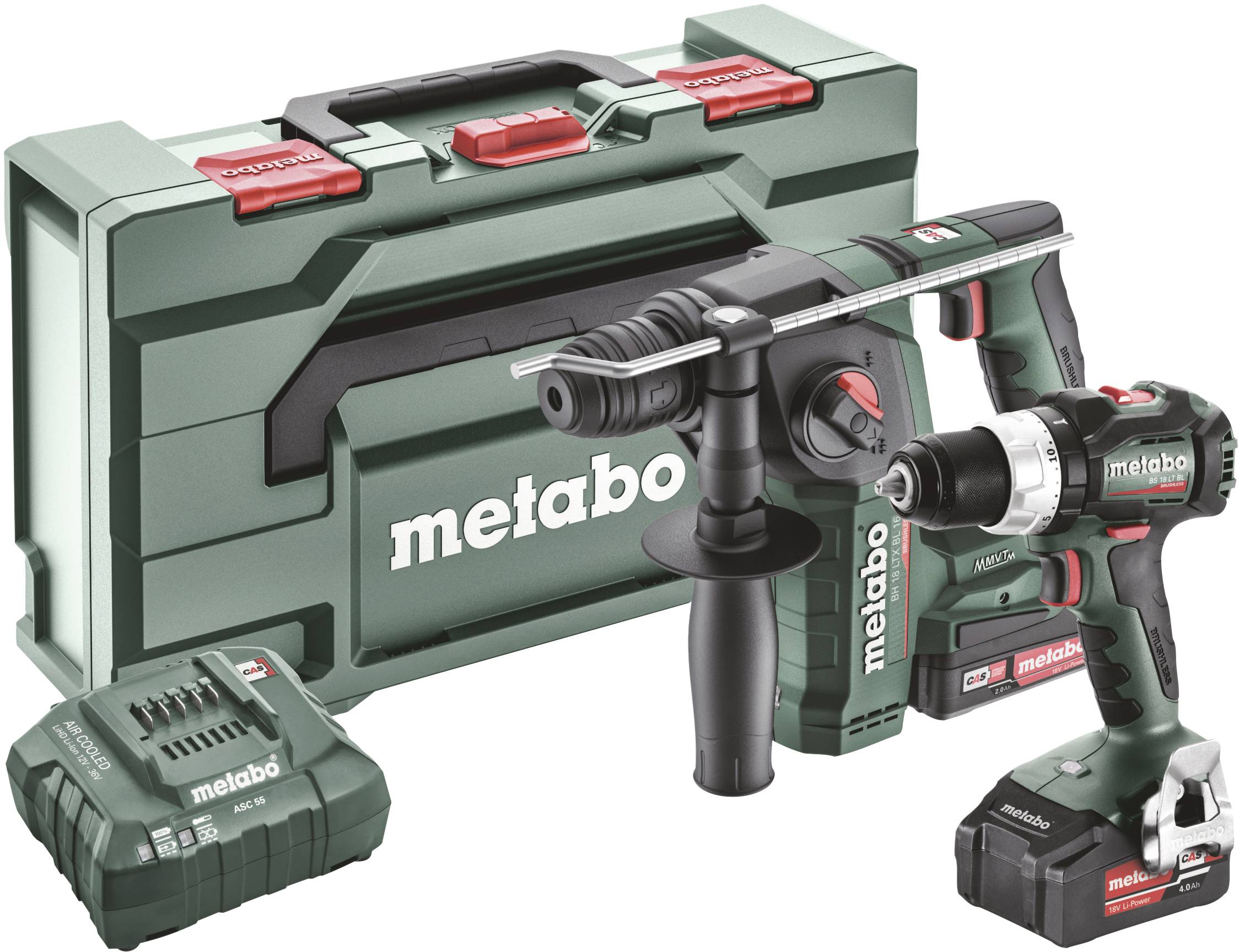 Metabo BS 18 LT BL + BH 18 LTX BL 16 685182000 Akku-Bohrhammer, Akku-Bohrschrauber 18 V 2.0 Ah, 4.0 Ah Li-Ion inkl. 2. Akku, inkl. Koffer, inkl