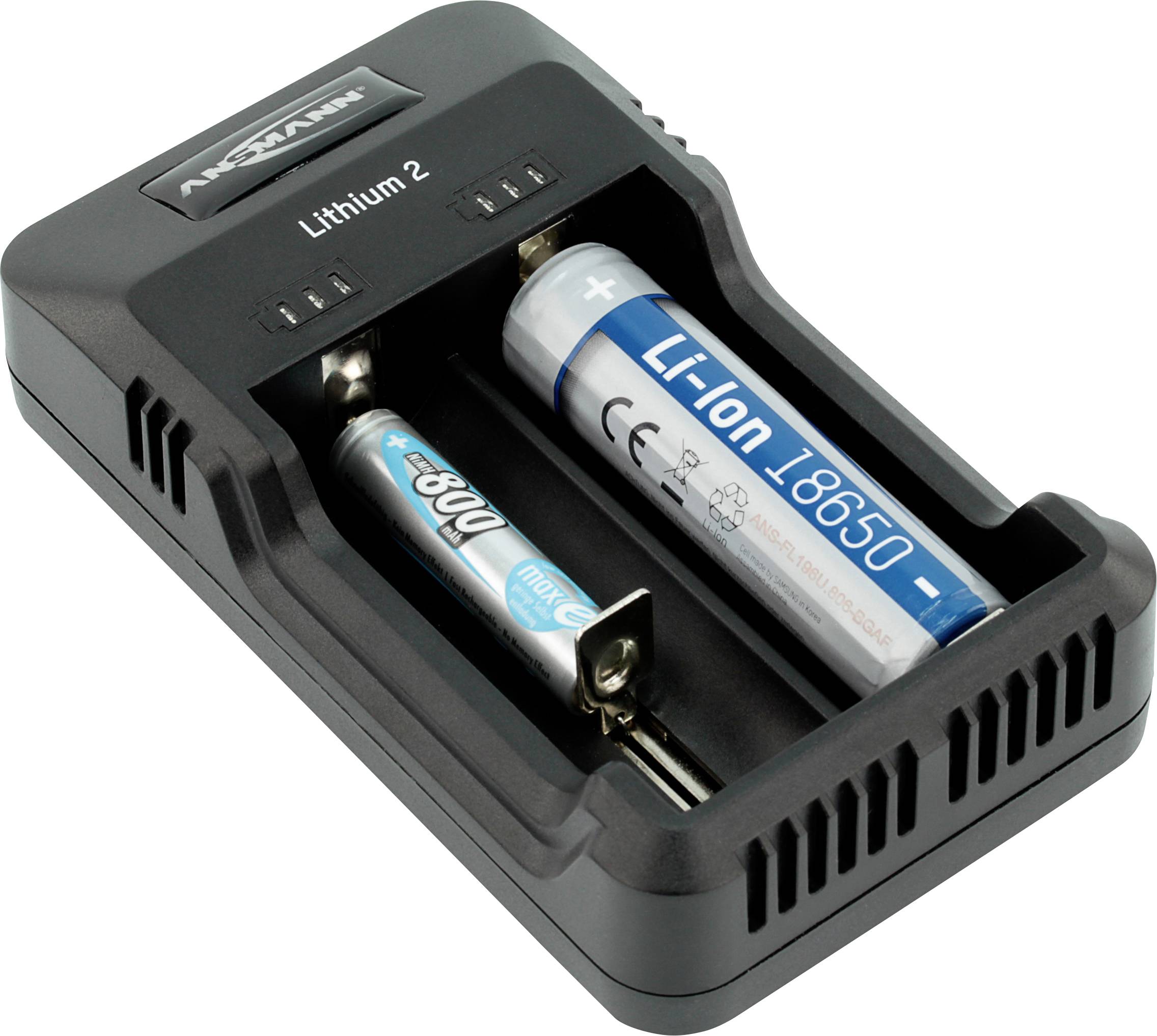 Ansmann Lithium 2 Rundzellen-Ladegerät LiIon, NiCd, NiMH 10340, 10350, 10440, 10500, 12500, 12650, 13500, 13650, 14500, 14650