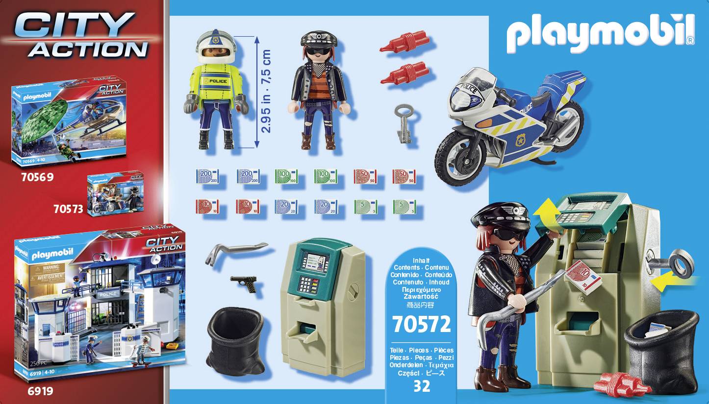Playmobil® City Action Polizei-Motorrad: Verfolgung des Geldräubers 70572