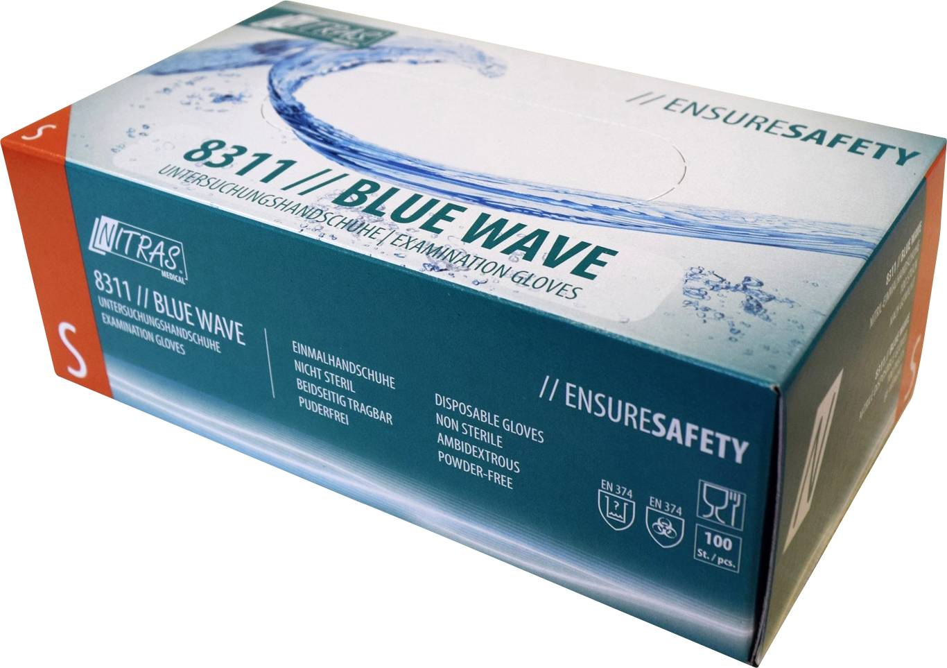 NITRAS Blue Wave 832-M 100 St. Nitril Einweghandschuh Größe (Handschuhe): M