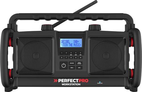 PerfectPro Handsfree 2 Baustellenradio UKW,DAB+ Bluetooth®,AUX,UKW Akku-Ladefunktion,Freisprechfunk