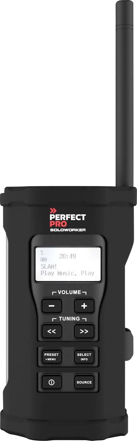 PerfectPro SOLOWORKER Baustellenradio DAB+, UKW AUX, Bluetooth®, DAB+, UKW stoßfest Schwarz
