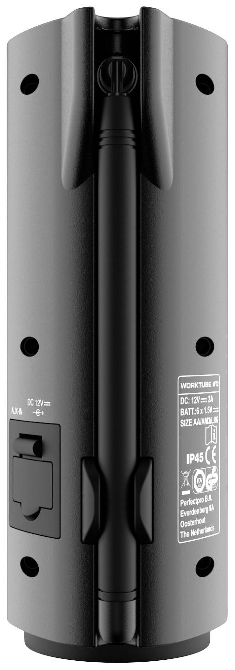 PerfectPro WORKTUBE Baustellenradio DAB+, UKW AUX stoßfest, wiederaufladbar Schwarz