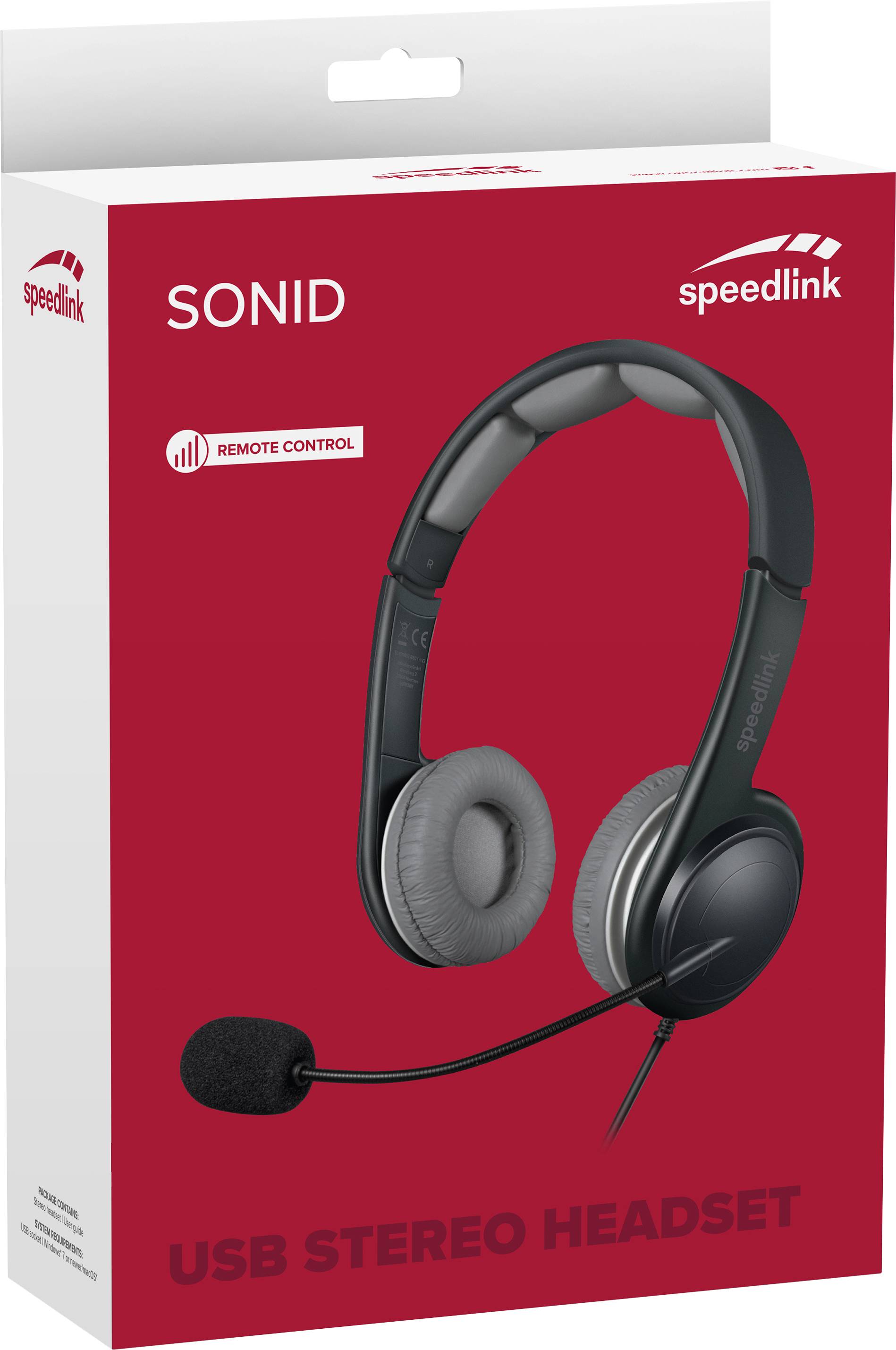 SpeedLink SL-870002-BKGY Computer On Ear Headset kabelgebunden Stereo Schwarz/Grau Lautstärkeregelung, Mikrofon-Stummschaltung