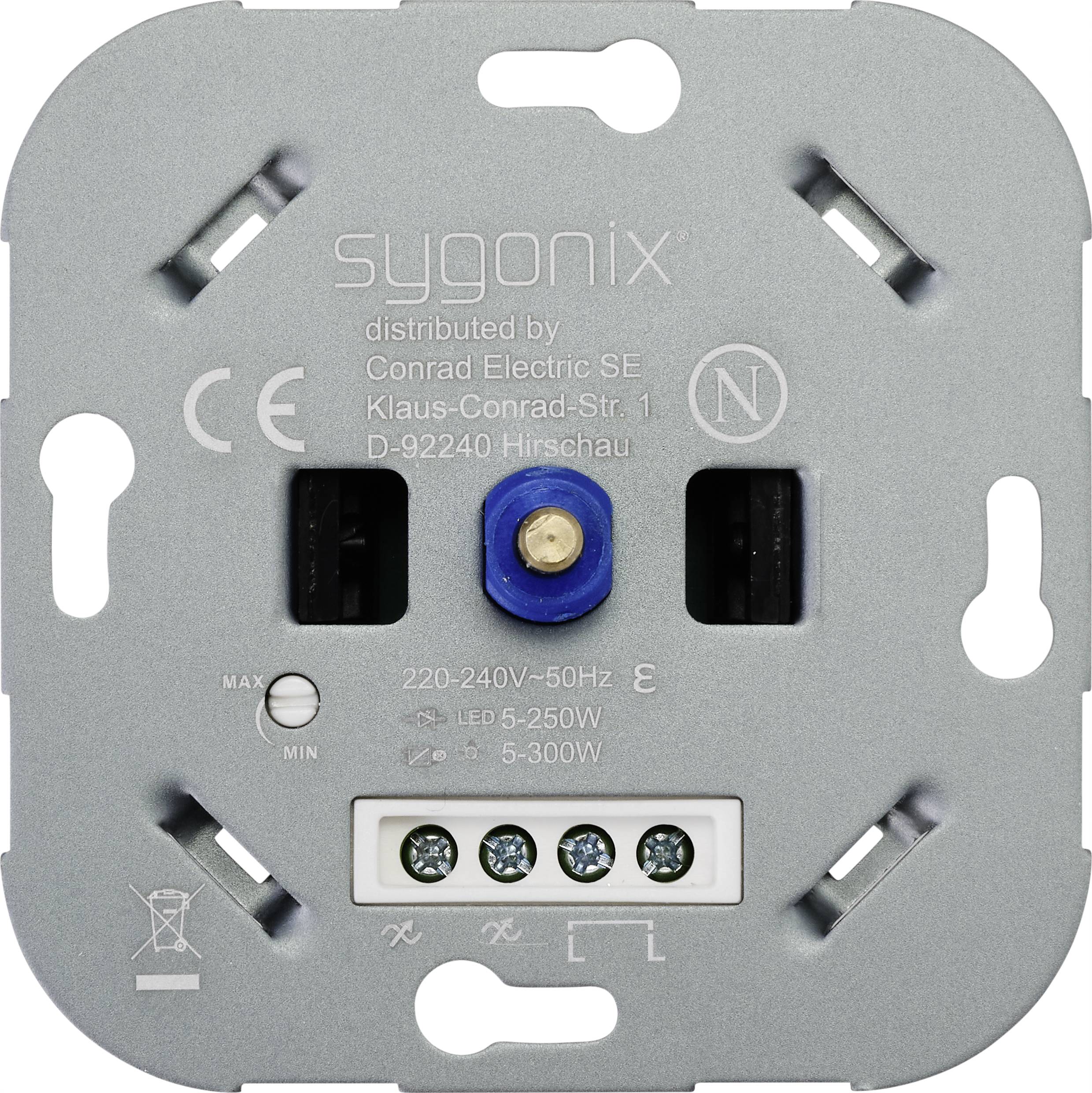 Sygonix SY-4697882 Drehdimmer Geeignet für Leuchtmittel: Halogenlampe, LED-Lampe, Glühlampe