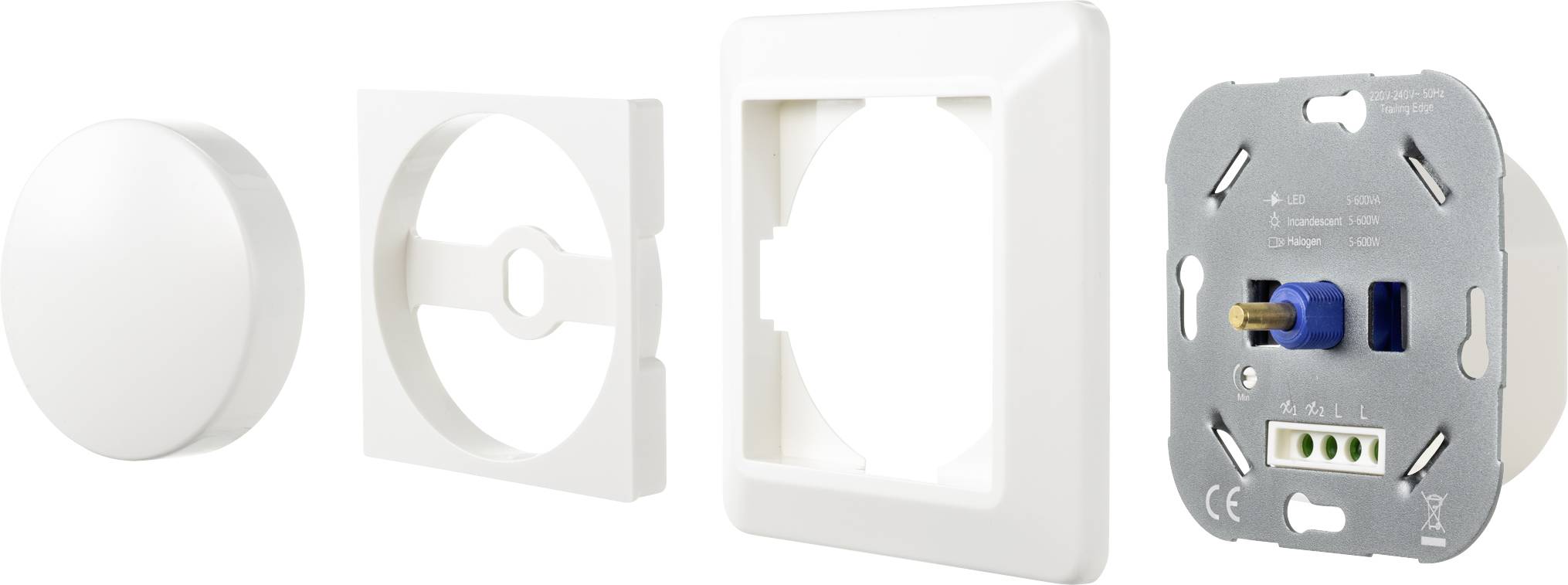 Sygonix SY-4697888 Drehdimmer Geeignet für Leuchtmittel: Halogenlampe, LED-Lampe, Glühlampe