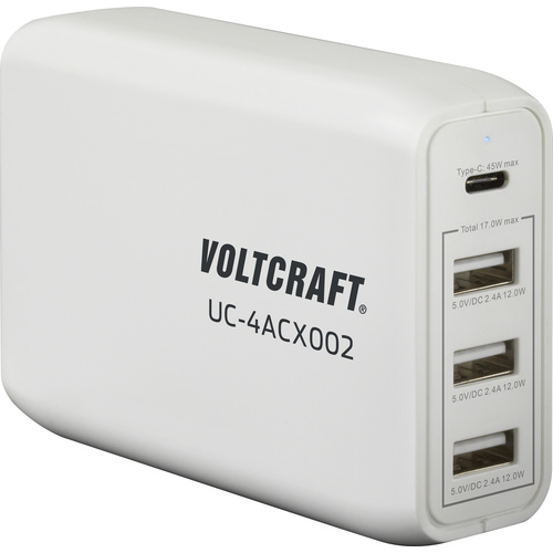 VOLTCRAFT UC-4ACX002 USB-Ladegerät 62 W Steckdose Ausgangsstrom (max.) 3400 mA Anzahl Ausgänge: 4 x