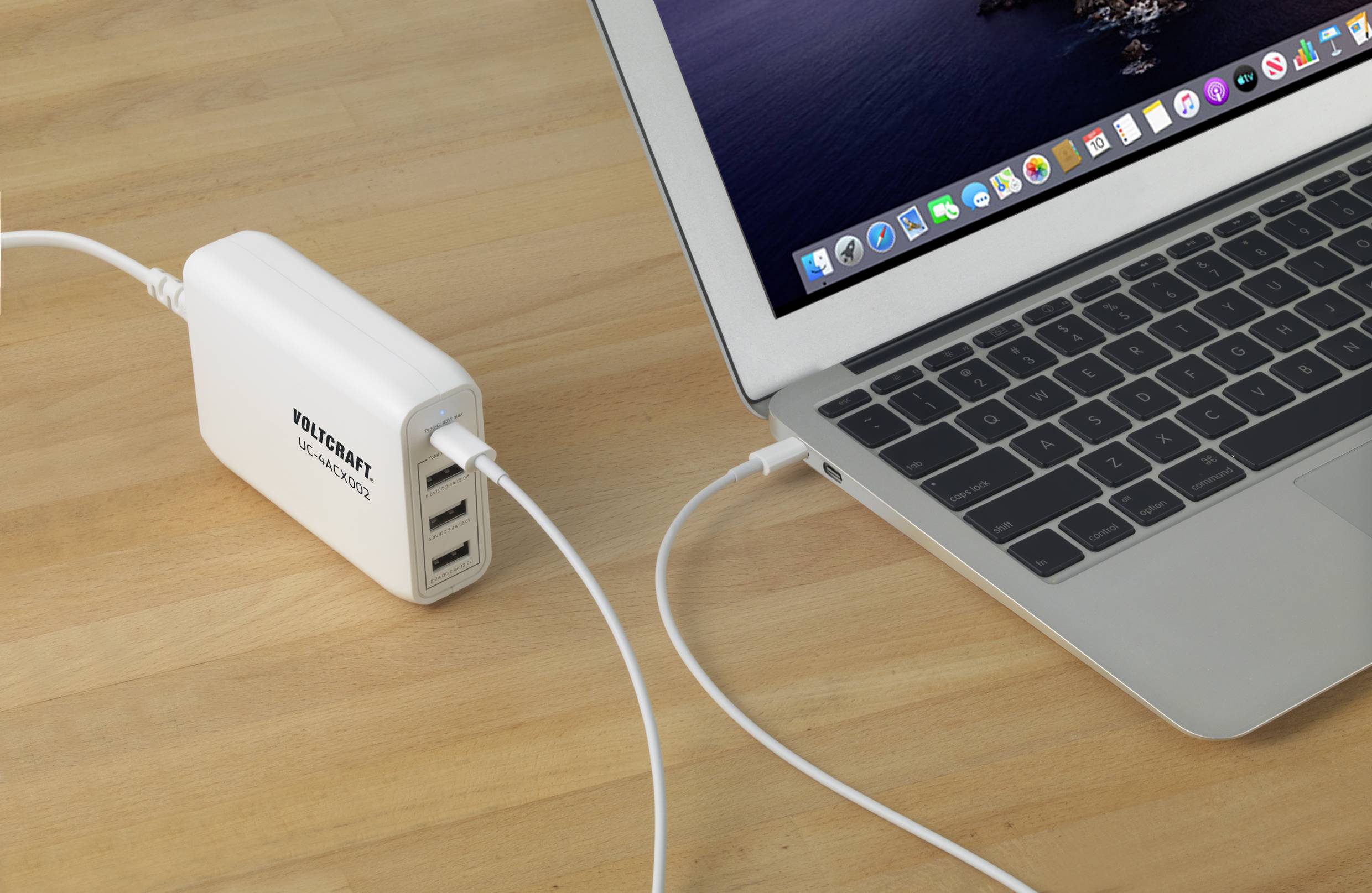 VOLTCRAFT UC-4ACX002 USB Ladegerät 62W 1x USB-C®, 3x USB-A USB PD Weiß Innenbereich