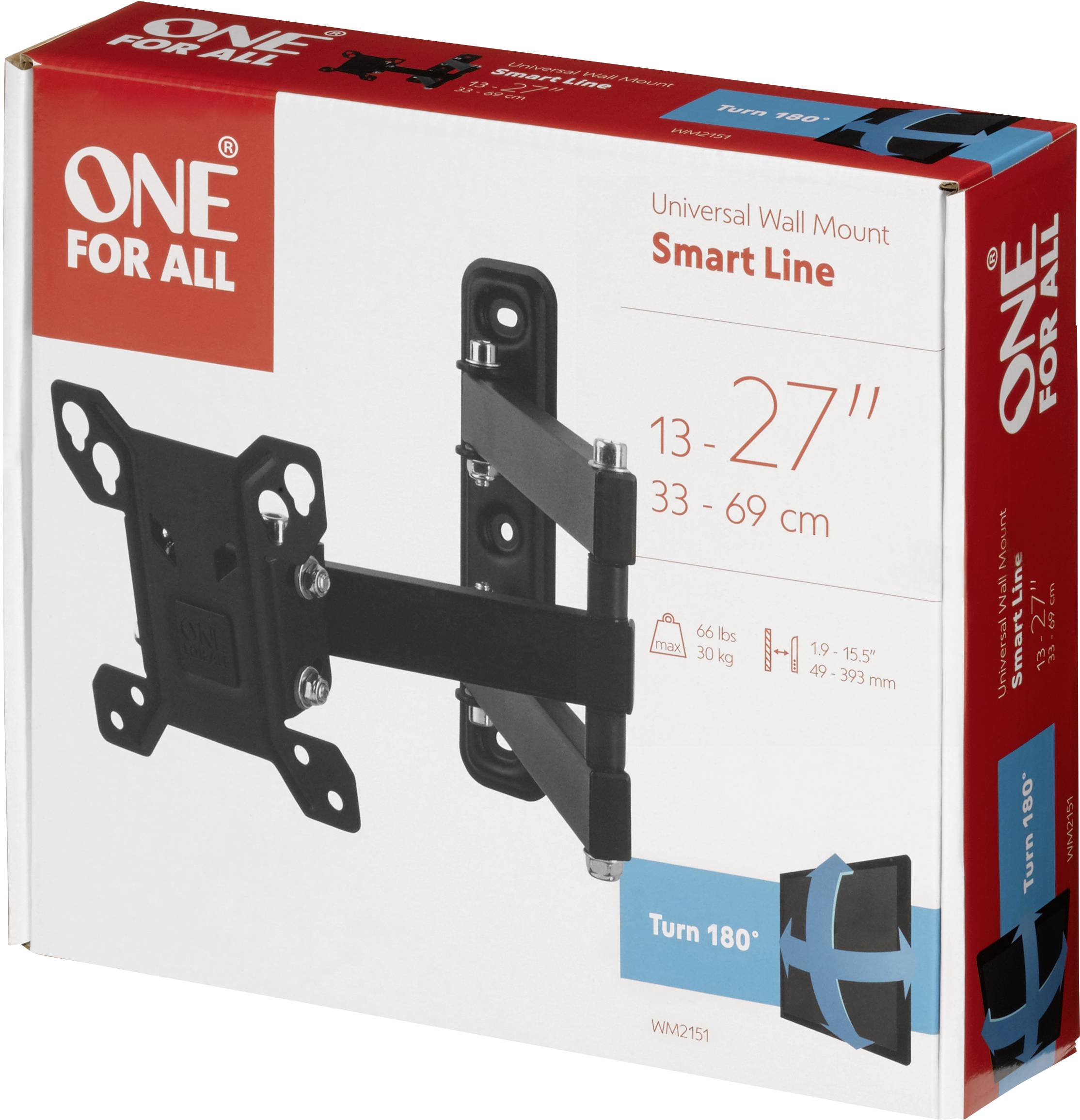One For All WM 2151 TV-Wandhalterung 33,0cm (13") - 68,6cm (27") Ausziehbar, Neigbar, Drehbar