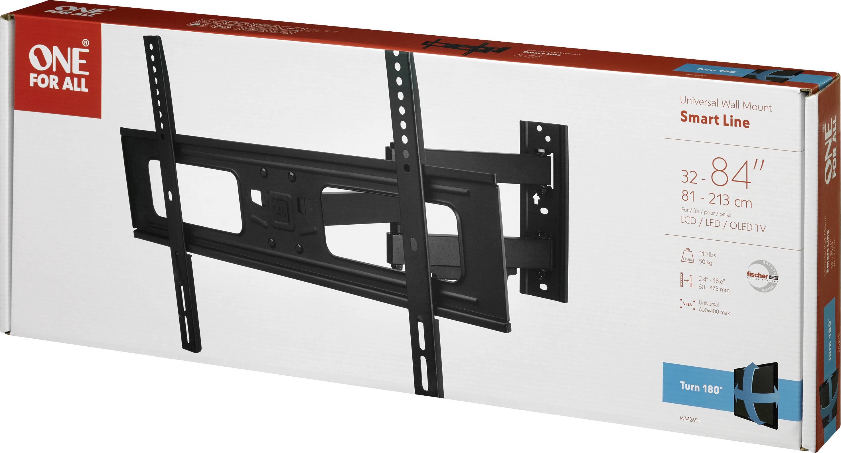 One For All WM 2651 TV-Wandhalterung 81,3 cm (32") - 213,4 cm (84") Drehbar, Schwenkbar, Neigbar, Ausziehbar