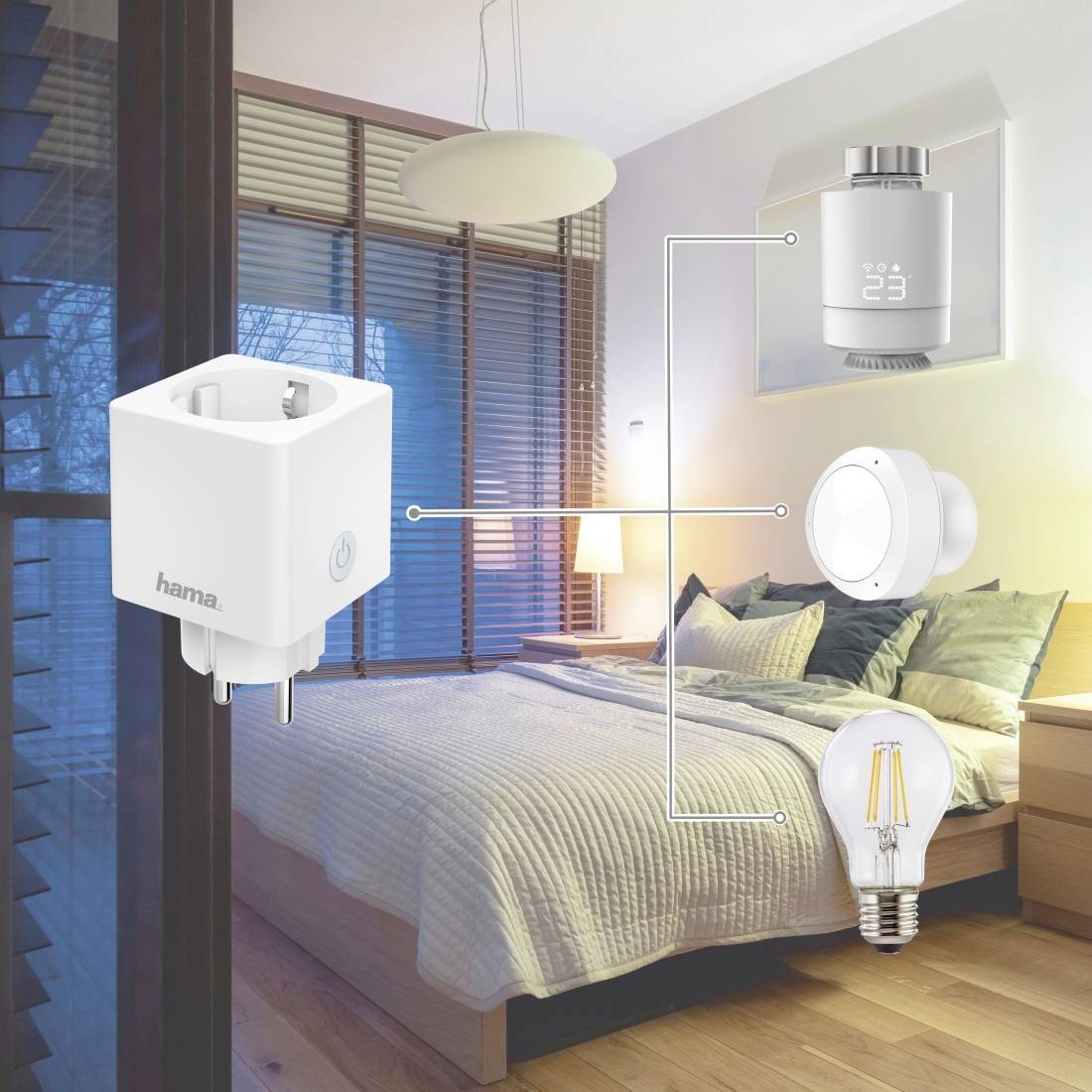hama 00176573 WLAN-Steckdose "Mini", per Sprache/App steuern, zum Nachrüsten, 3.680W, 16A