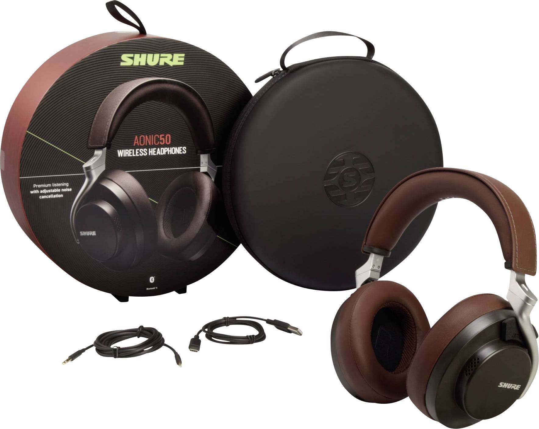 Shure AONIC 50 Over Ear Kopfhörer kabelgebunden, Bluetooth® Braun DAC Faltbar