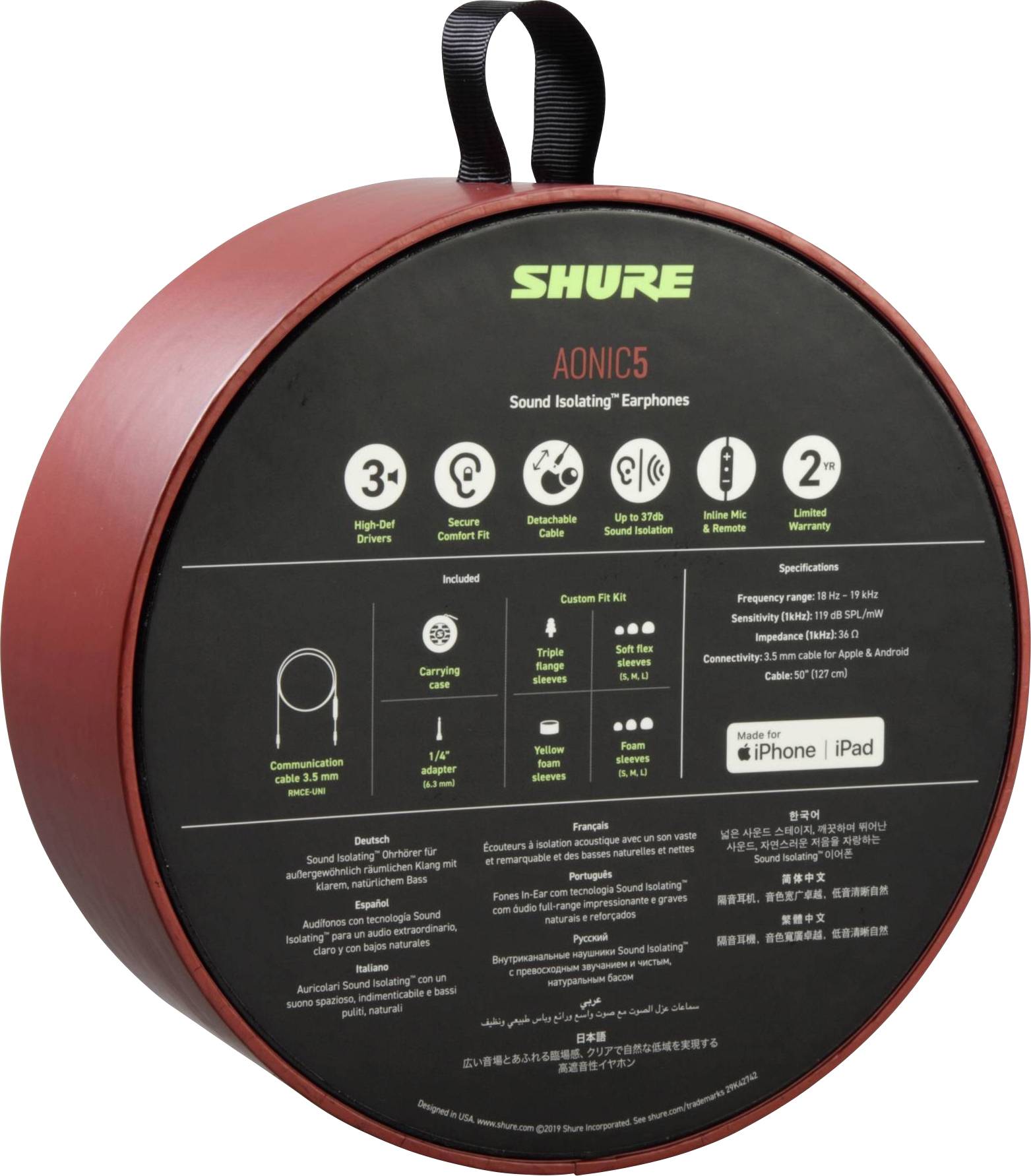 Shure AONIC 5 In Ear Kopfhörer kabelgebunden Transparent