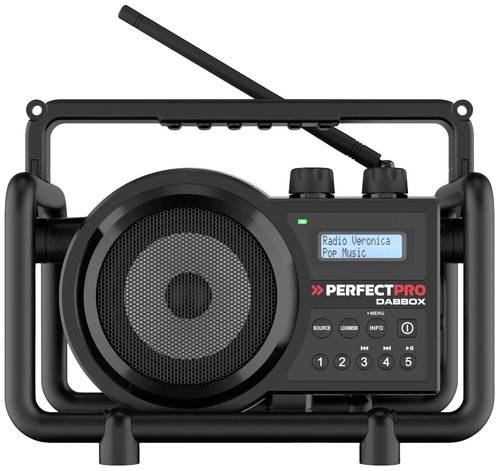PerfectPro DABBOX Baustellenradio DAB+,UKW AUX,Bluetooth®,DAB+,UKW stoßfest Schwarz
