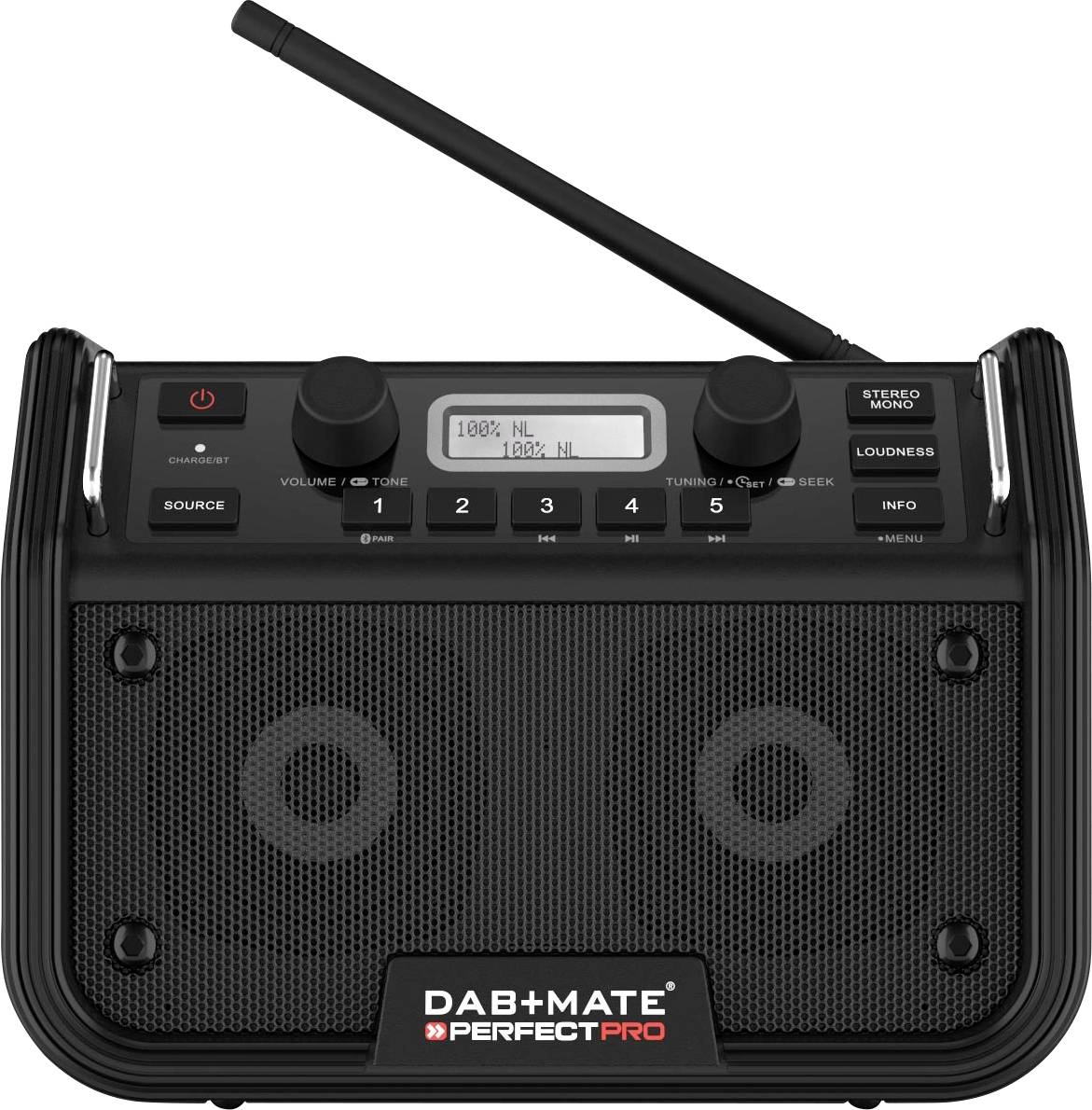 PerfectPro DABMATE Baustellenradio DAB+, UKW Bluetooth®, AUX, DAB+, UKW, USB Akku-Ladefunktion, Spo