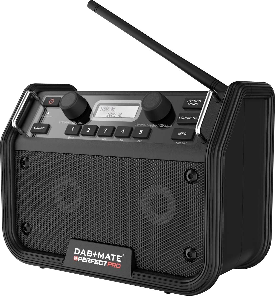 PerfectPro DABMATE Baustellenradio DAB+, UKW Bluetooth®, AUX, DAB+, UKW, USB Akku-Ladefunktion, Spo