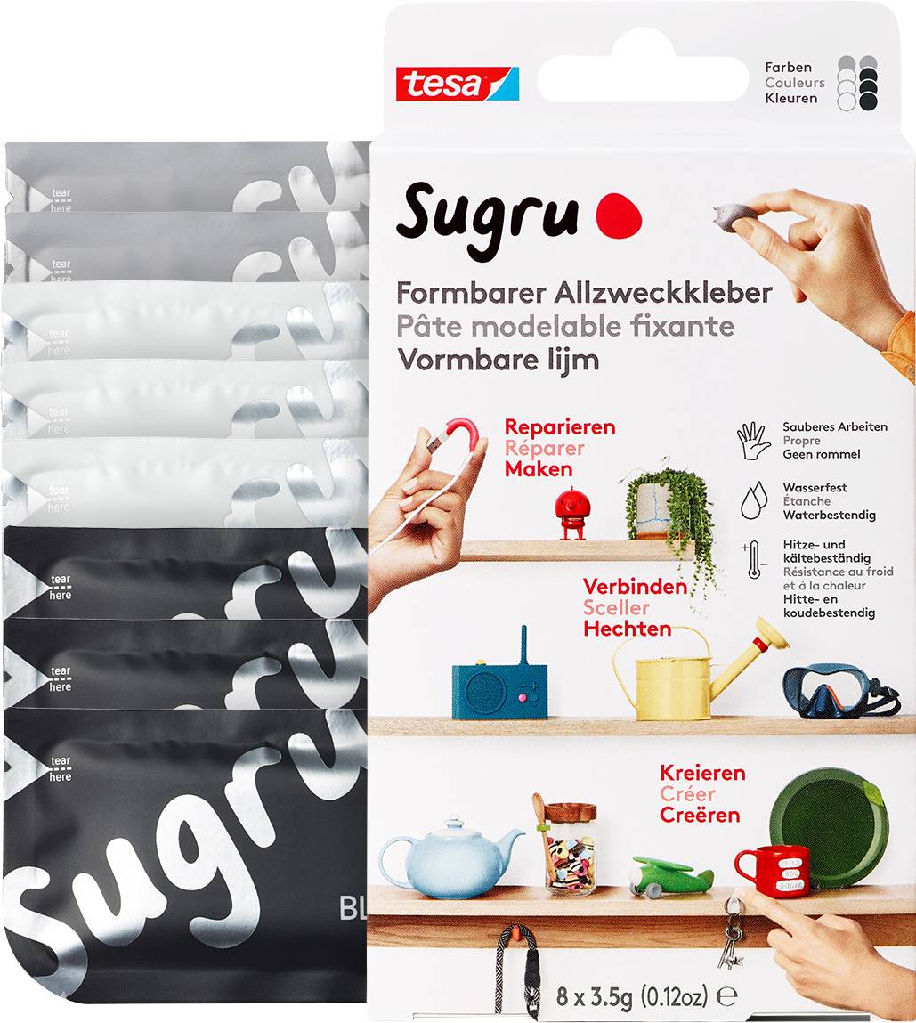 Tesa Sugru Klebeknete 41281-00001-00 Schwarz, Weiß, Grau 8 St.
