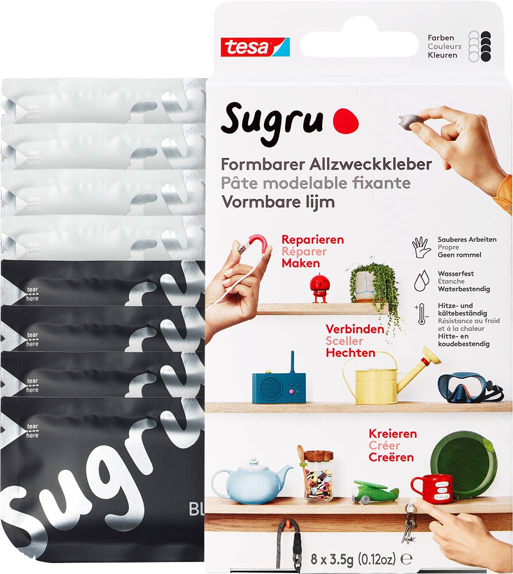 Tesa Sugru Klebeknete 41282-00001-00 Schwarz, Weiß 8 St.