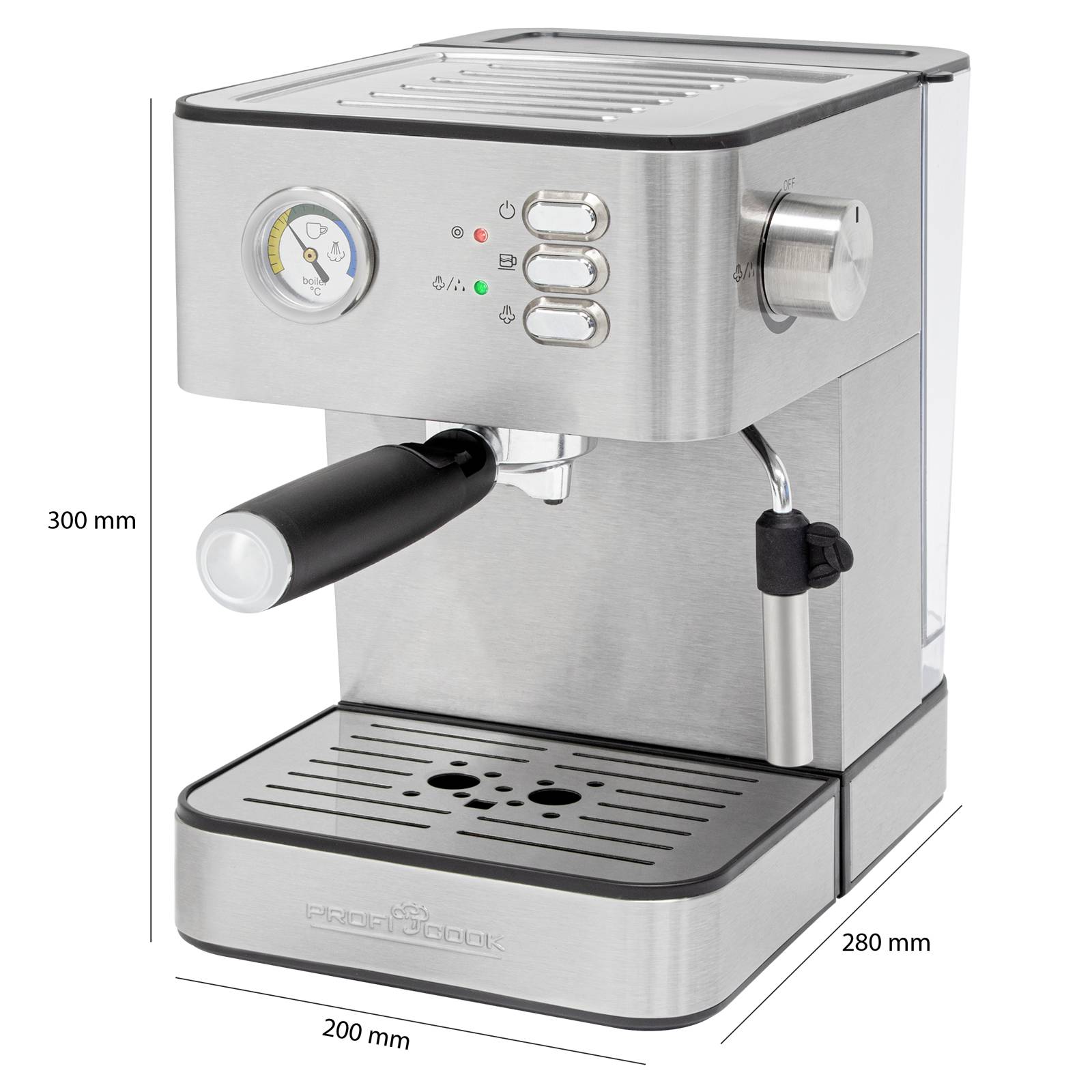 Profi Cook PC-ES 1209 Espressomaschine mit Siebträger Edelstahl 850W