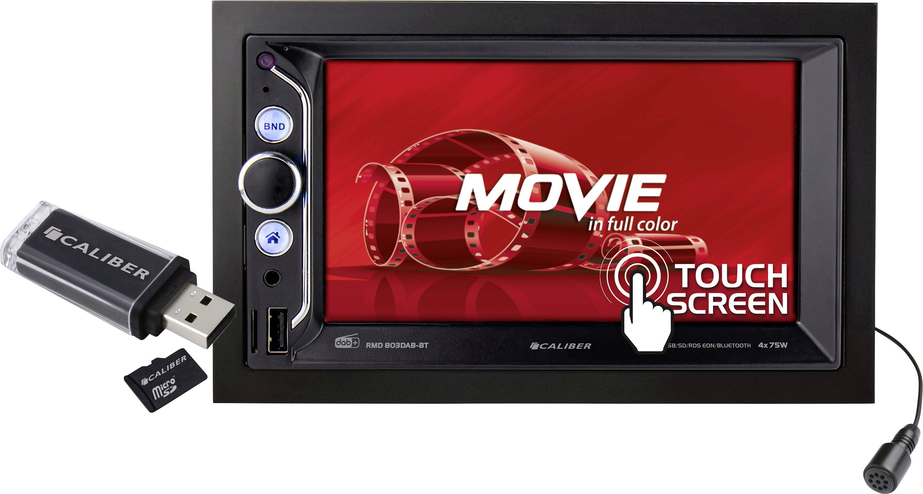 Caliber RMD803DAB-BT Moniceiver Anschluss für Rückfahrkamera, Bluetooth®-Freisprecheinrichtung, DAB+ Tuner, inkl. DAB-Antenne