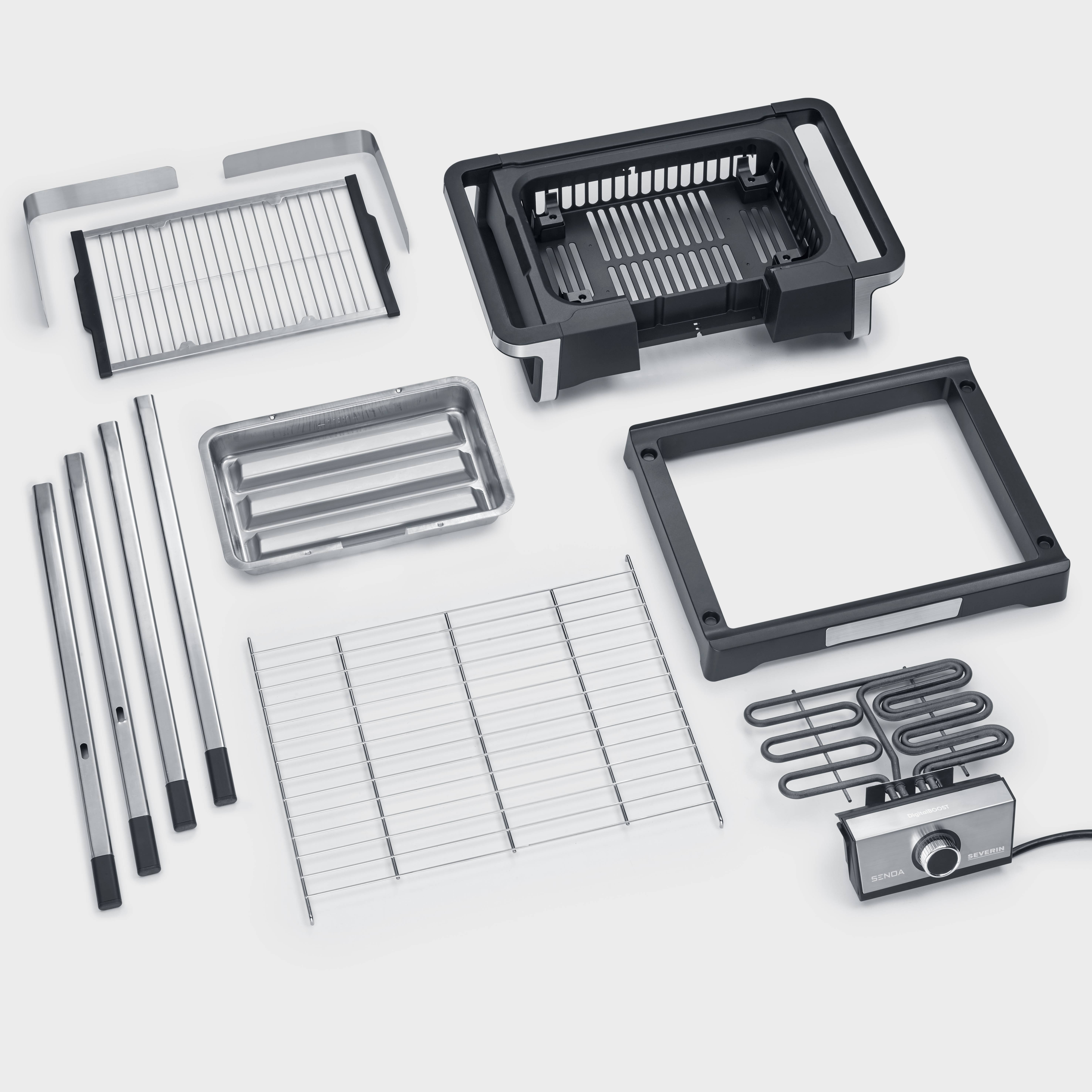 Severin 8118 Elektro Grill 2 Grillzonen Schwarz, Silber