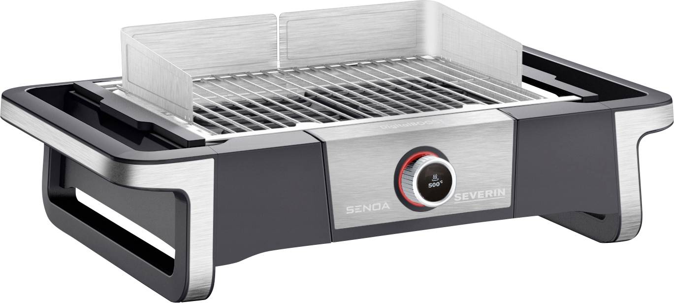 Severin 8114 Elektro Grill 2 Grillzonen Schwarz, Silber