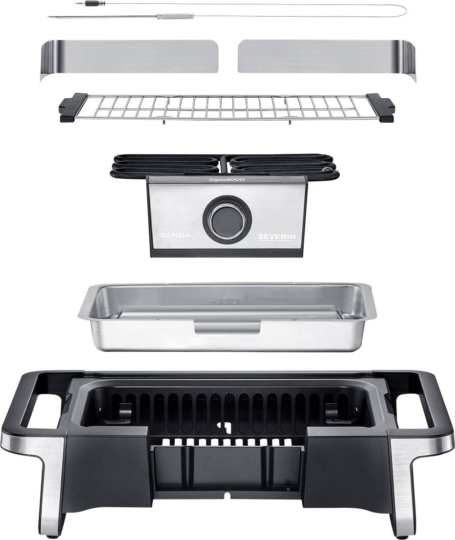 Severin 8114 Elektro Grill 2 Grillzonen Schwarz, Silber