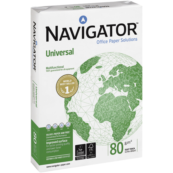 Navigator 82470A80S Universal Druckerpapier Kopierpapier DIN A4 80 g/m² 2500 Blatt Weiß