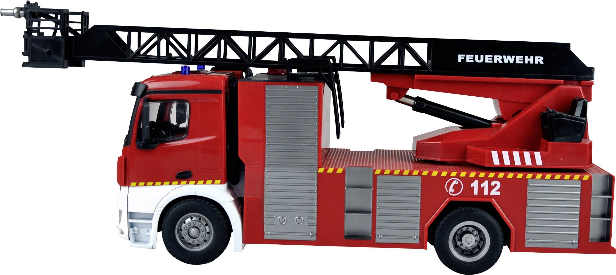 Amewi 22502 Mercedes-Benz Feuerwehr-Drehleiterfahrzeug - Lizenzfahrzeug 1:18 RC Modell-LKW 100% RtR inkl. Akku und Ladekabel