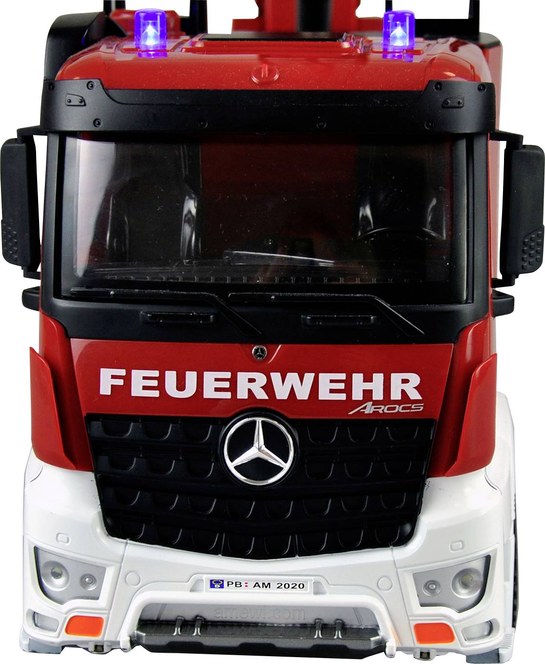 Amewi 22502 Mercedes-Benz Feuerwehr-Drehleiterfahrzeug - Lizenzfahrzeug 1:18 RC Modell-LKW 100% RtR inkl. Akku und Ladekabel