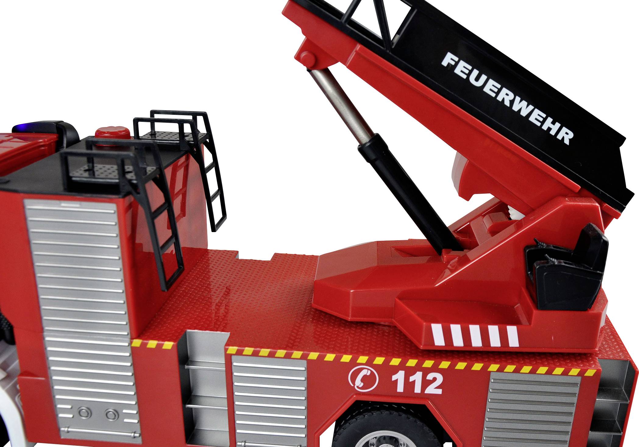 Amewi 22502 Mercedes-Benz Feuerwehr-Drehleiterfahrzeug - Lizenzfahrzeug 1:18 RC Modell-LKW 100% RtR inkl. Akku und Ladekabel
