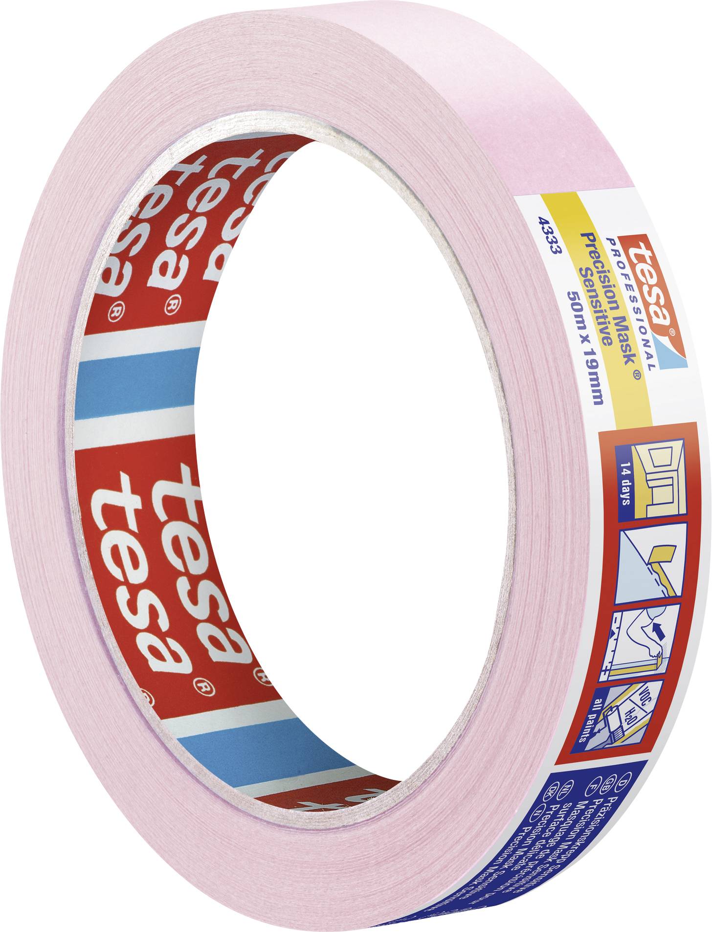 Tesa PRECISION SENSITIVE 04333-00017-02 Kreppband Präzisionskrepp® Hellrosa (L x B) 50m x 19mm 1St.