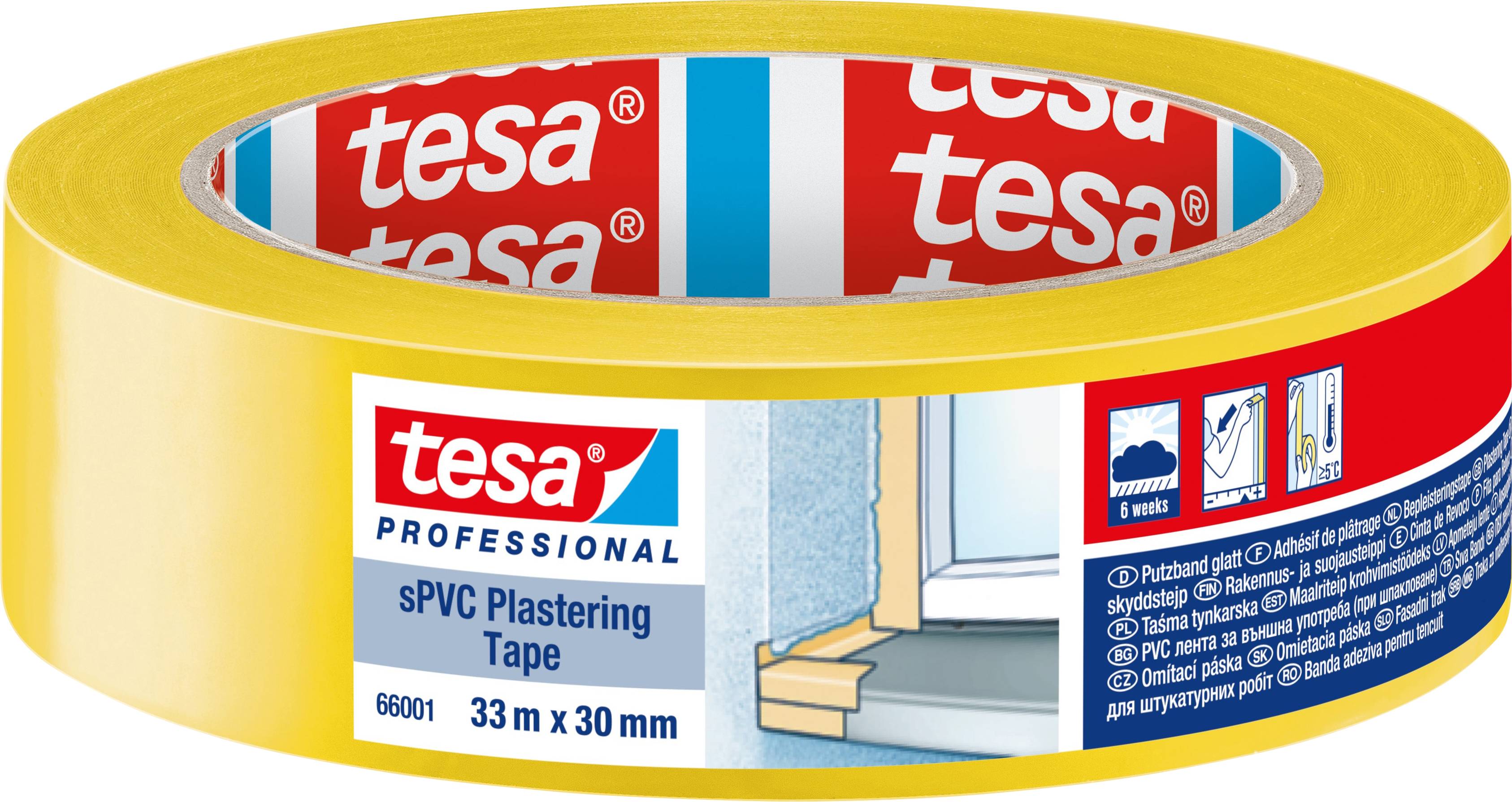 Tesa SPVC 66001-00000-00 Putzband tesa® Professional Gelb (L x B) 33m x 30mm