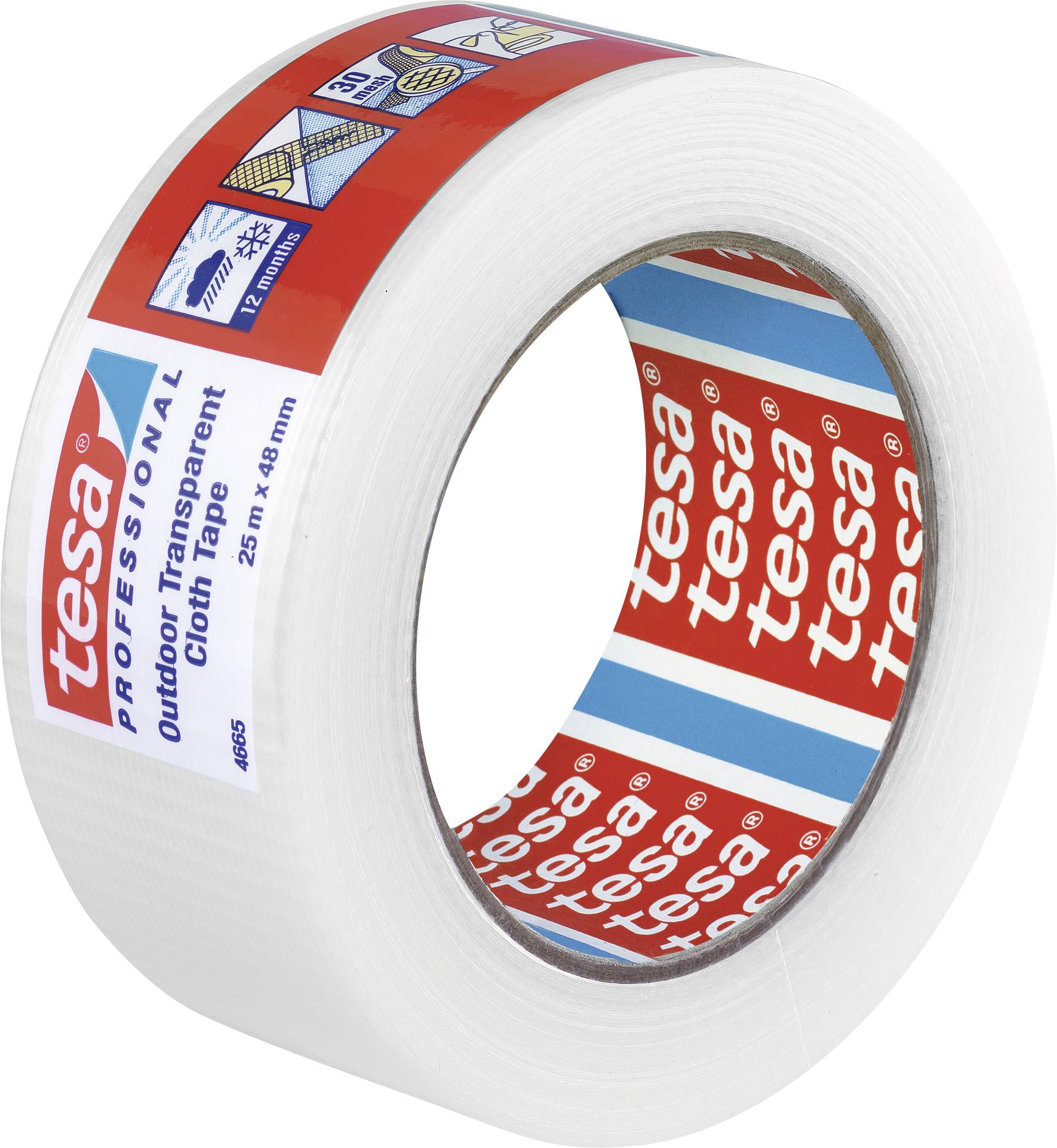 Tesa 04665-00000-00 Gewebeklebeband Transparent (L x B) 25m x 48mm 1St.