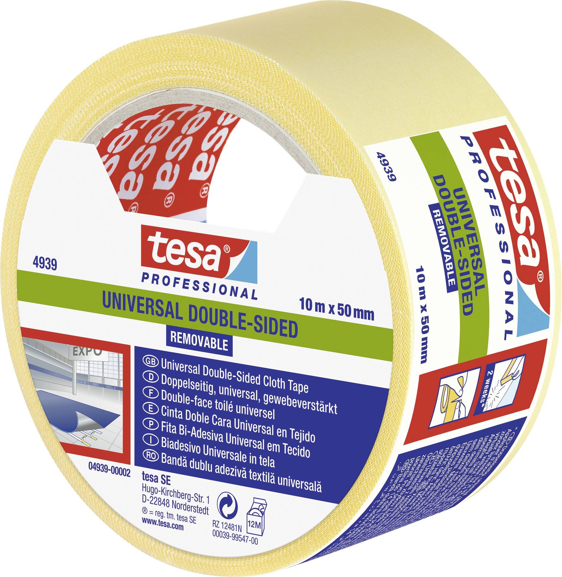 Tesa UNIVERSAL REMOVABLE 04939-00002-11 Verlegeband tesa® Professional Weiß (L x B) 10m x 50mm 1St.
