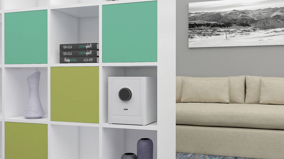 Basi 2020-0000-WEISS mySafe Premium 350 Möbeltresor Zahlenschloss, Fingerabdruckschloss Weiß