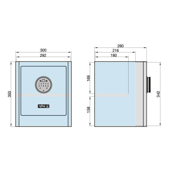 Basi 2020-0000-1100 mySafe Premium 350 Möbeltresor Zahlenschloss, Fingerabdruckschloss Schwarz