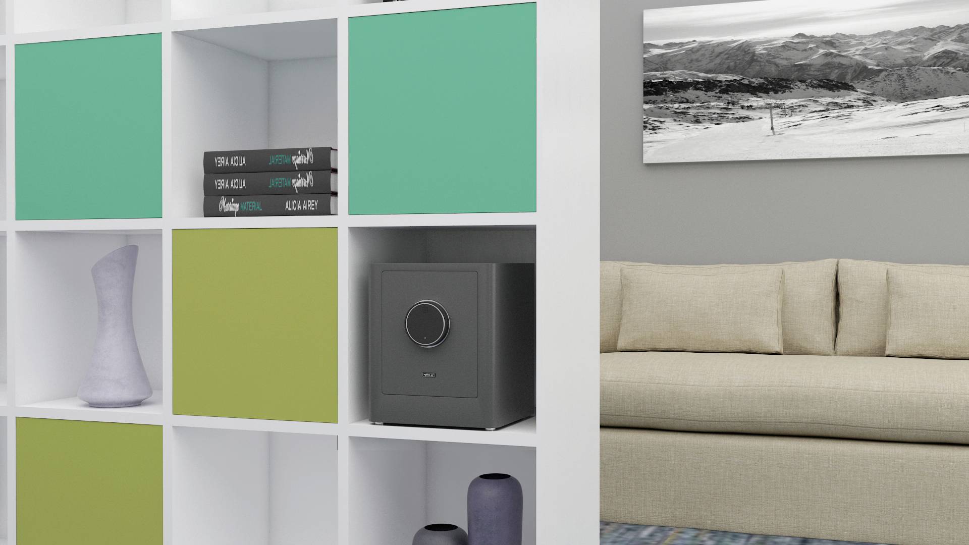 Basi 2020-0000-1200 mySafe Premium 350 Möbeltresor Zahlenschloss, Fingerabdruckschloss Grau